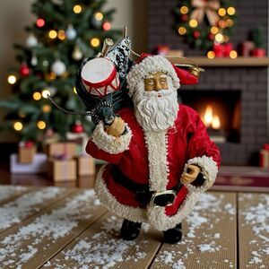 Kurt Adler's Santa’s World Christmas 7” Fabric Mache Santa Claus Figurine